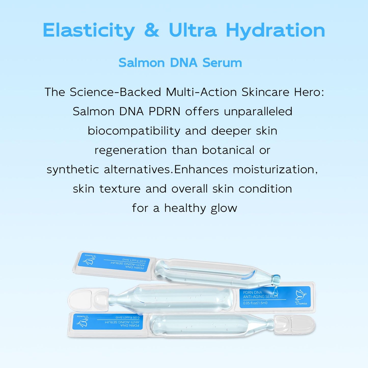 Salmon DNA PDRN Anti-Aging Serum, 5000ppm Salmon Egg DNA Ampoule, 2000ppm Collagen, Glutathione, Niacinamide & 6 Hyaluronic Acids, Korean Skincare for Wrinkles & Radiance,0.05 fl.oz x 30e