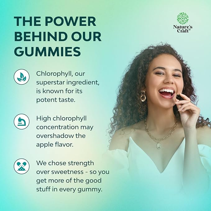 Chlorophyll Gummies for Cleanse & Detox Support - Potent Internal Deodorizer Chloropyll Supplements for Body Odor Healthy Skin Immunity & Digestive Support - Vegan Non-GMO & Gluten Free - 30 Days