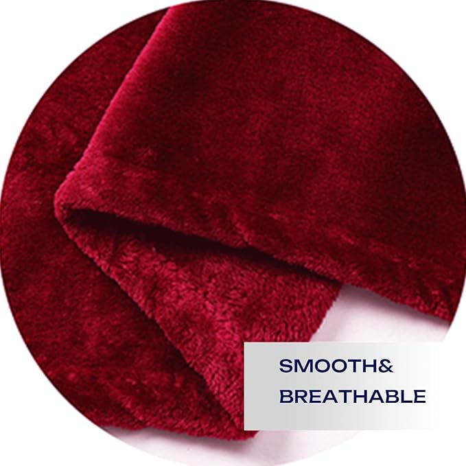JIAHANNHA Flannel Fleece Blanket Queen Size Red 90 by 90 Inches Blankets for Couch Sofa Bed 280GSM,Super Soft Plush Cozy and Luxury Warm Bed Blanket for All Season
