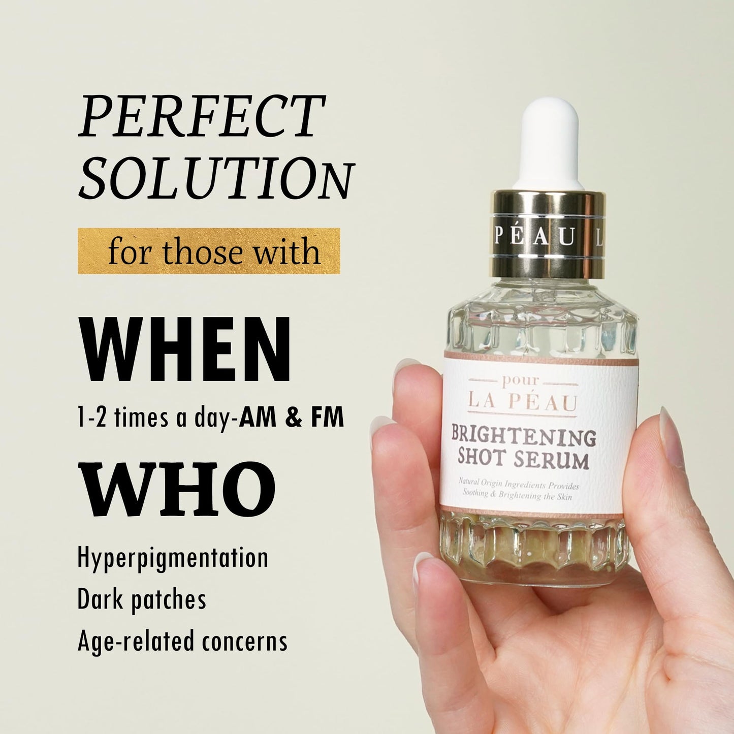 POUR LA PEAU Brightening Shot Serum | Skin Brightening Serum for Face | Organic Face Moisturizer Hyperpigmentation Serum | Hydrating Face Serum for Glowing Skin | Face Brightening Serum (1.01 Fl. Oz)
