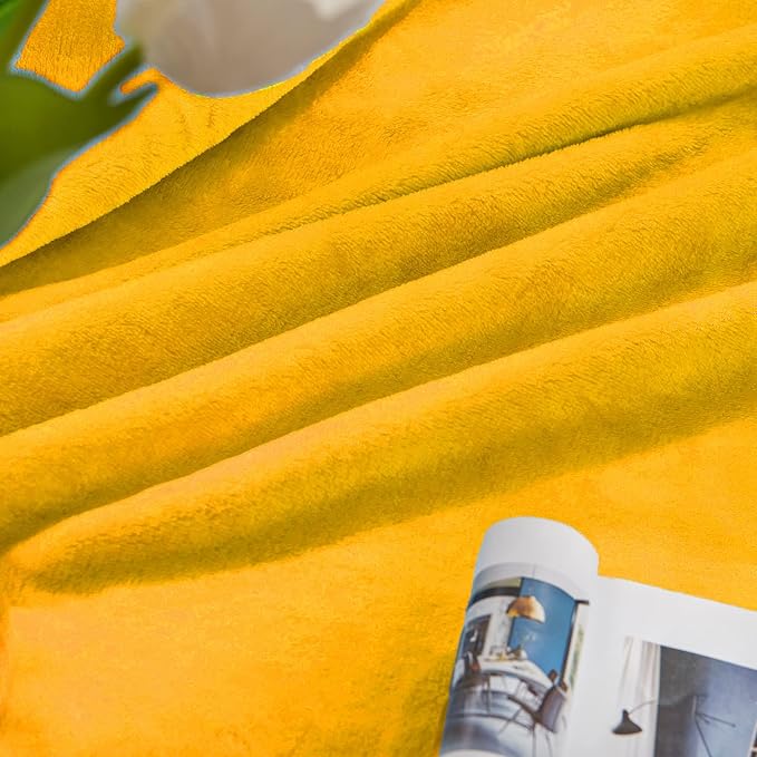 JIAHANNHA Mustard Yellow Throw Blanket Fleece Blanket 50"x60",Super Soft Cozy Plush Throw Blanket for Couch Sofa Bed,Warm and Lightweight Bed Blankets for Adults