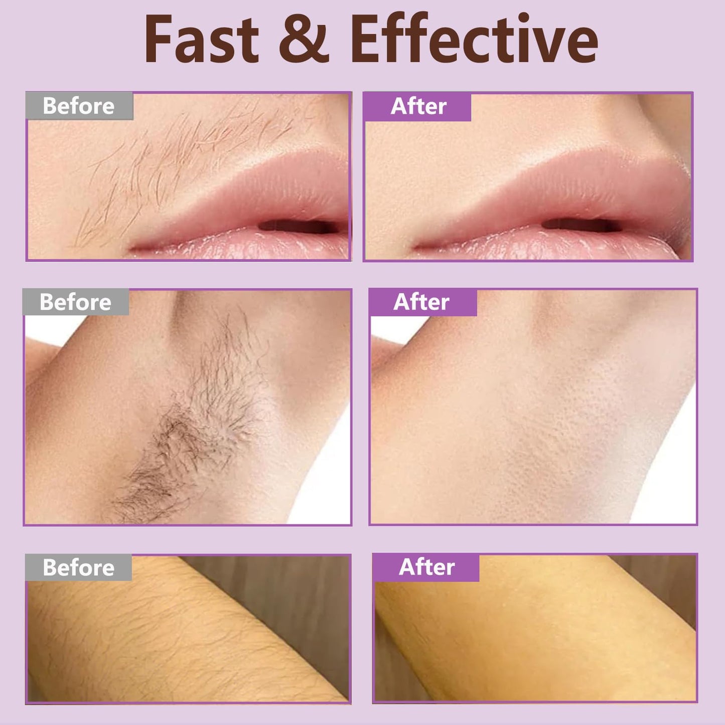 Wax Strips for Hair Removal,Waxing Strips Kit for Women Sensitive All Skin,40 Face Wax Strips & 6 Calming Oil Wipes,Waxing Kit for Women Face,Lips,Body,Legs,Bikini Line,Purple,40 Count (Pack of 1)