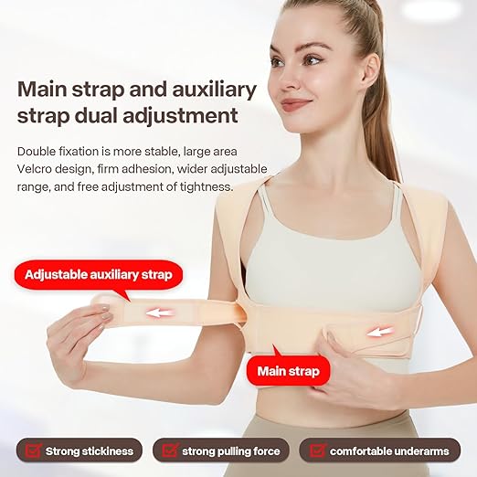 Back Brace Posture Corrector for Women and Men,Adjustable Shoulder Posture Brace,Upper Lower Pain Relief - Scoliosis,Hunchback,Hump,Spine Beige(Large/X-Large)