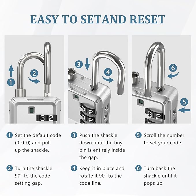 Joyway Luggage Locks TSA Approved, Travel Lock with Zinc Alloy Body, Open Alert, Easy Read Dials, for Travel Suitcase, Bag, Backpack, Tent, Fence, Lockers