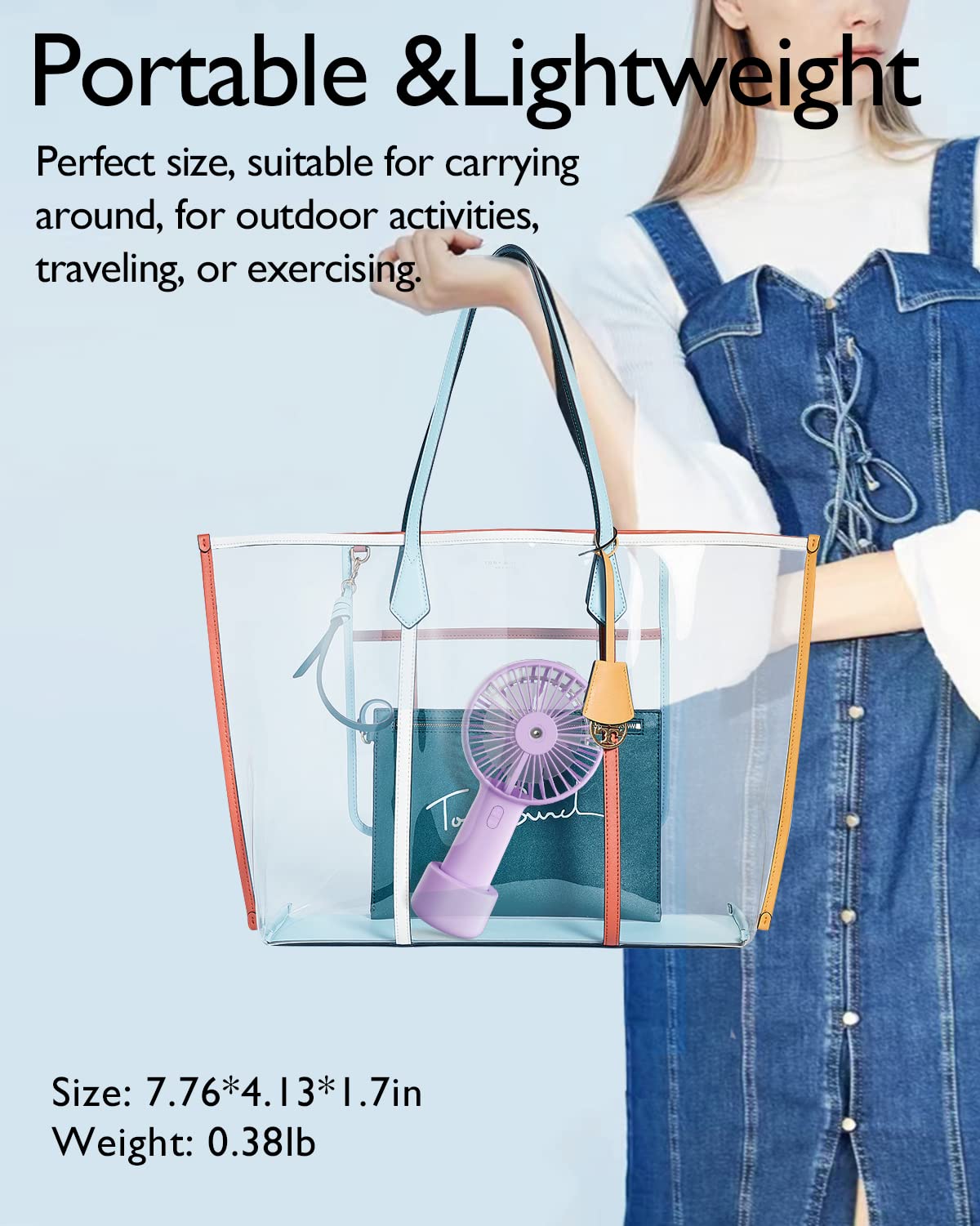 Portable Hand held Misting Fan, Small Personal USB Rechargeable Battery Operated Spray Fan Mister with 20ml Water Tank Mist Lash Quiet 3 Speed Strong Cooling Wind for Travel Office Outdoors purple