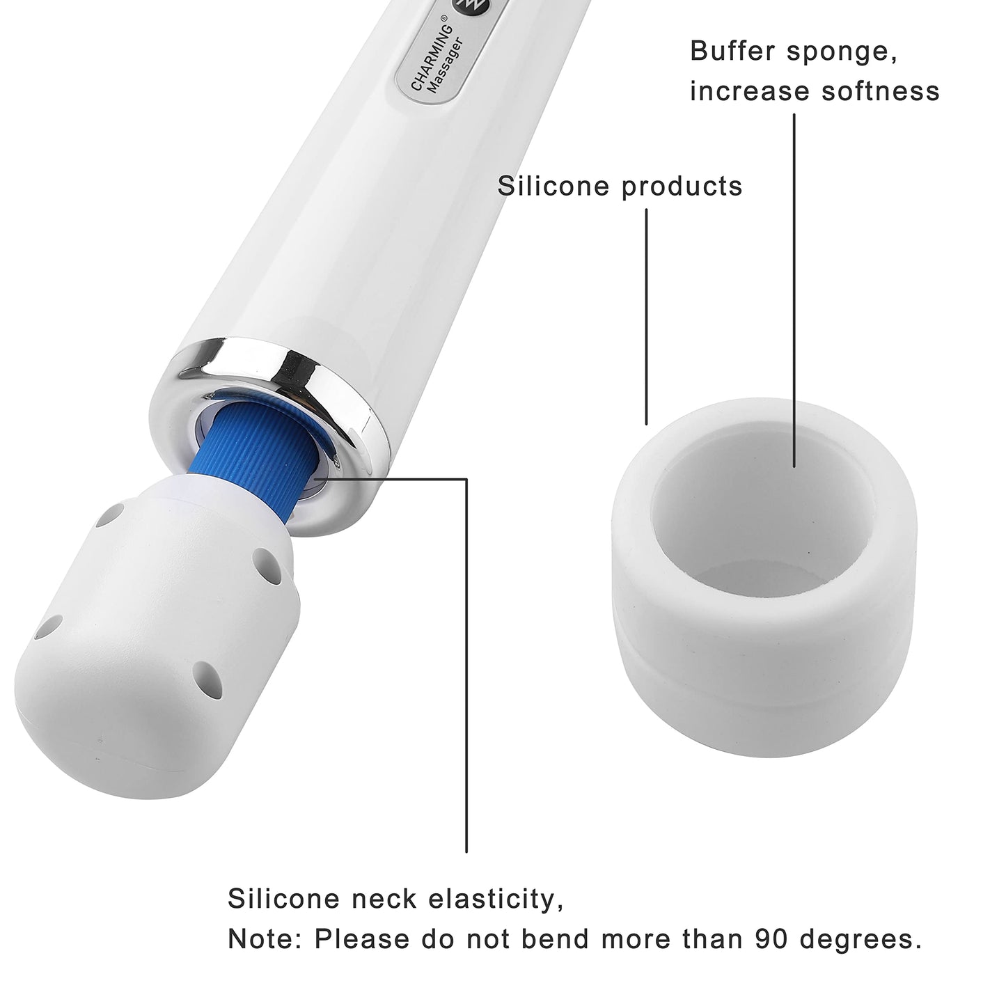 CHARMING 10 Speeds Wired Powerful Handheld Back Massager with Strong Vibration, Personal Therapy Massager for Sports Recovery, Muscle Aches, Full Body Pain (White)