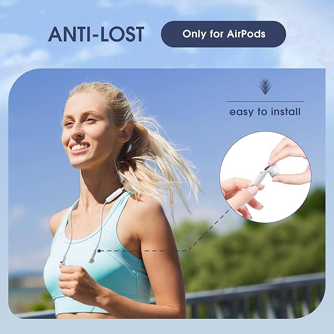 Charging Case Compatible with AirPods 1st & 2nd & 3nd Generation, 2-in-1 Anti-Lost Strap for AirPods with Charging Case Function, Soft Silicone Material, IPX6 Waterproof