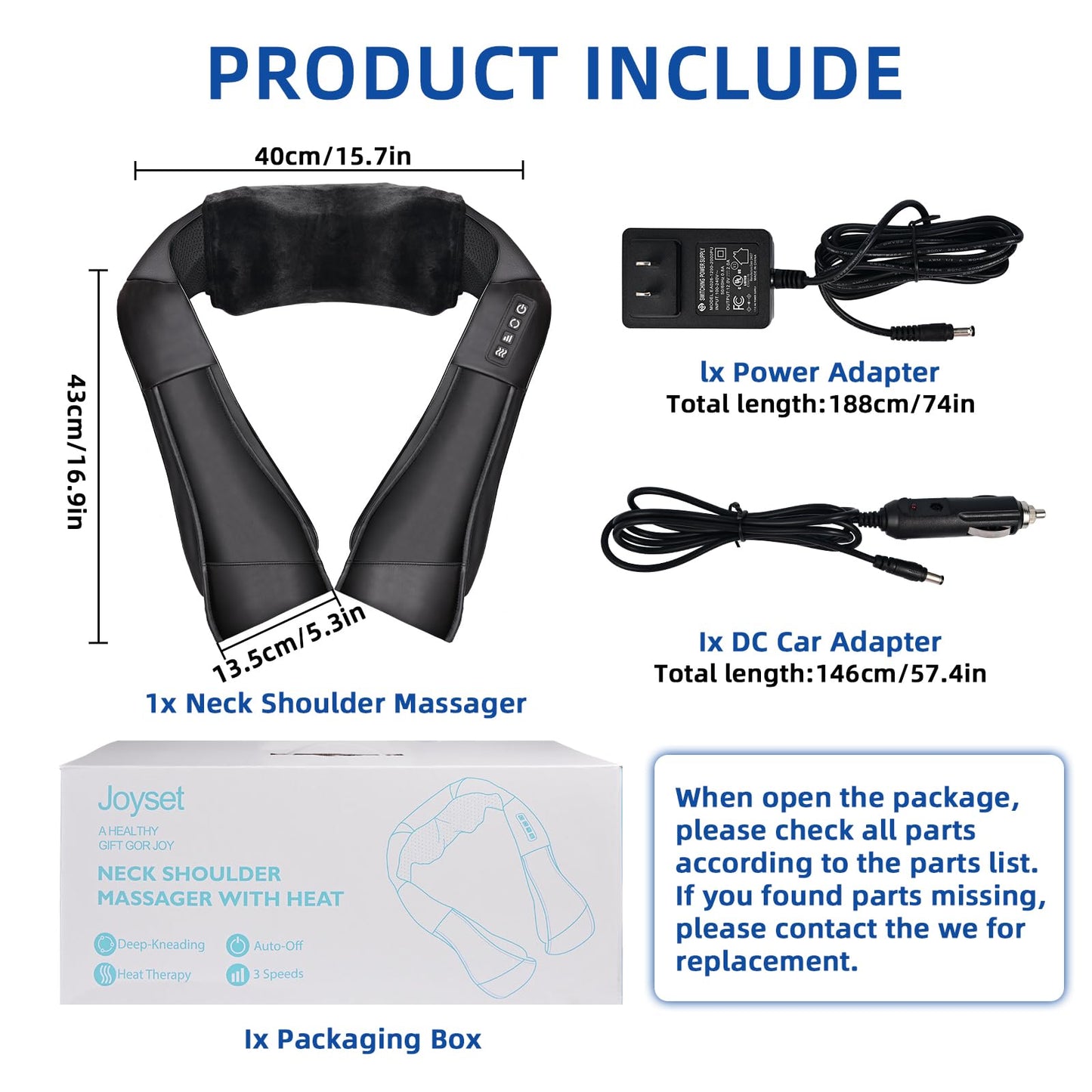 Joyset Shiatsu Neck and Back Massager with Heat,Electric Shoulder Massager for Pain Relief Deep Tissue,3D Kneading Massage with Cloth Cover Easy to Clean Best Gift for Men Women Parents