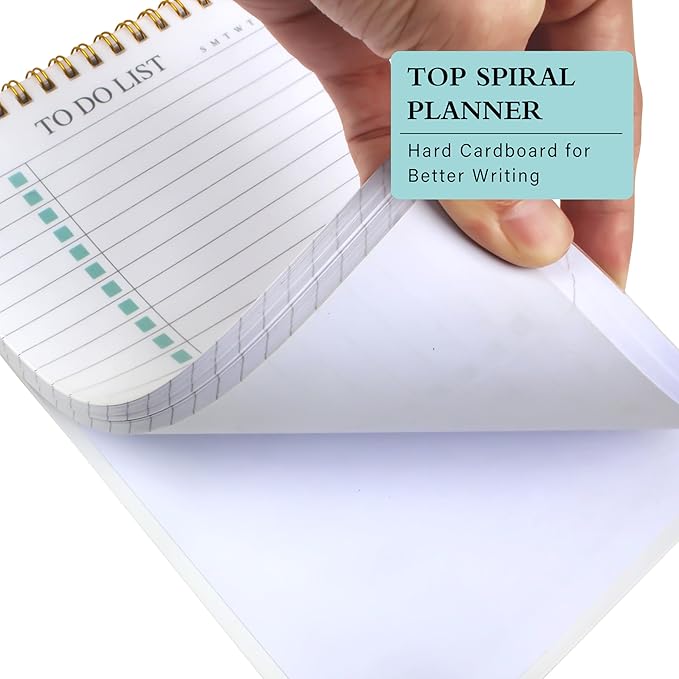 KAICN To Do List Notepad, Undated Daily Planner Notepad With To Do List Notebook Checklist Planner Spiral Waterproof Notepad for Office Supplies, School Planner, Green, 52 Sheets, 5.5"*8.3" A5 Size