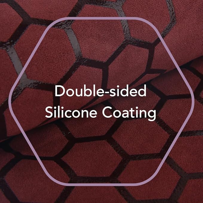 Clever Yoga Non-Slip Hot Yoga Towel – Non-Slip Grip for Hot Yoga, Sweat Absorbent, Honeycomb Silicone Grip, Stays Flat – Ideal for Pilates, Travel, Washable & Lightweight - Burgundy