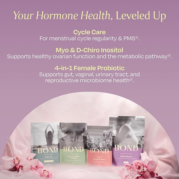 BOND Hormone Balance for Women 20 Travel Packs - Prenatal Vitamins - Supports Menstrual Cycles, Ovulation, Nutrient Levels - Folate, Folic Acid, Inositol, Probiotics, NAC, Vitamin C + Antioxidants