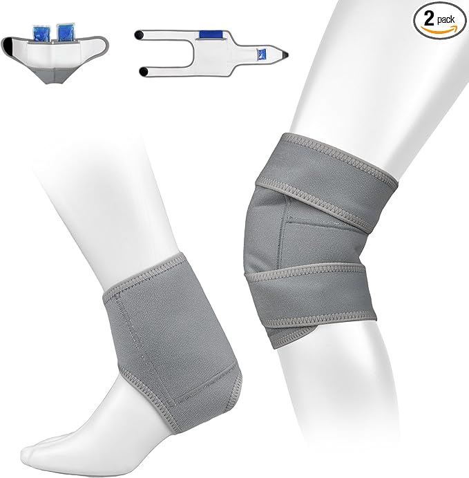 2 Pc Castor Oil Compress Wrap Kit Organic Cotton Pack Wrap for Knee and Ankle Pain Relief Ergonomics Design Snug Fit Knees and Ankles Comfort Flannel Castor Oil Pack Wrap Set Reusable (Gray)