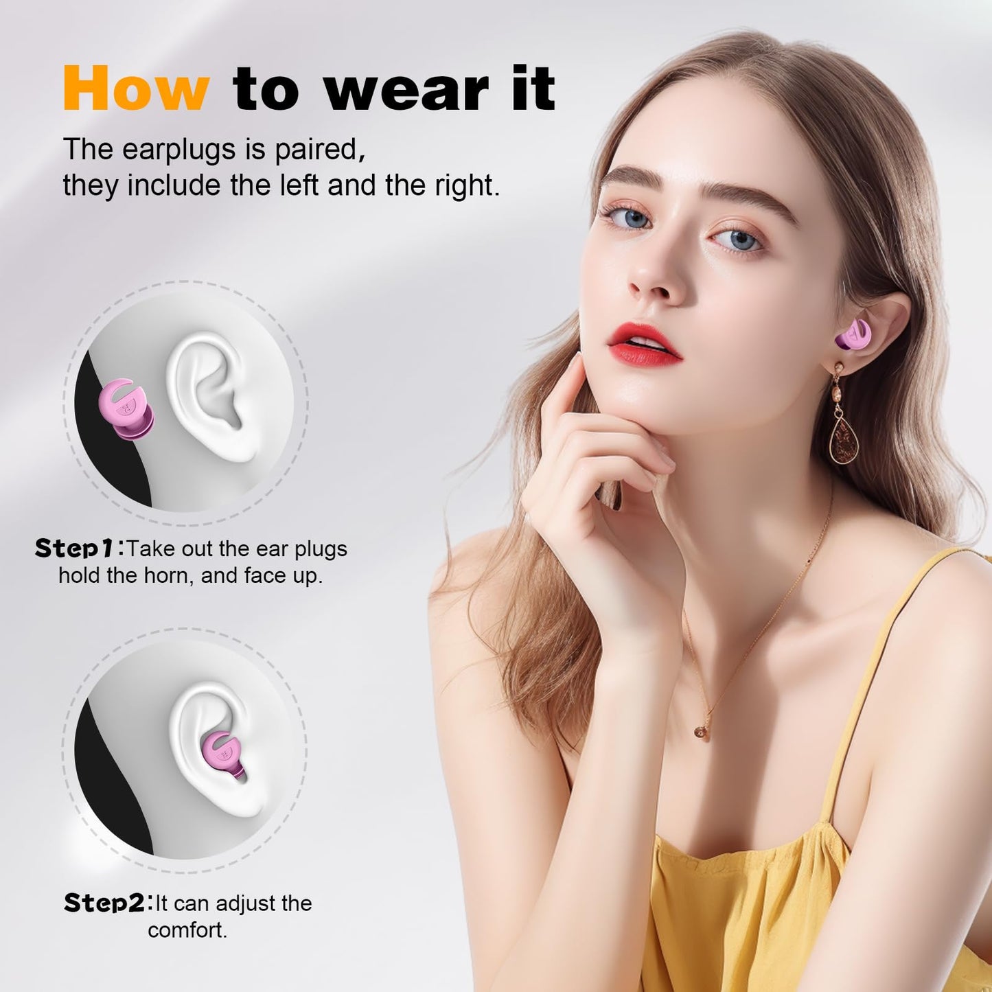 Ear Plugs for Sleeping Noise Cancelling, 38dB Noise Reduction Earplugs, Silicone Reusable Hearing Protection Ear Plug, Waterproof Earplug Suitable for Sleeping, Study, Travel, Concerts (3Pairs)