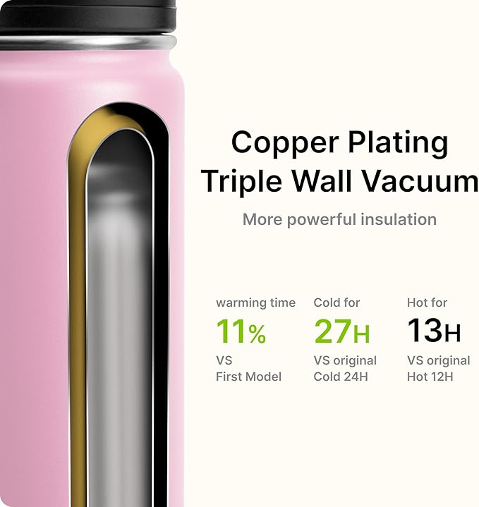 Kids Water Bottle for School 12 oz Stainless Steel Double Wall Vacuum Insulated Water Bottle Leak Proof-Reusable Metal Flask with Silicone Boot for Travel, BPA-Free(Purple Pink)