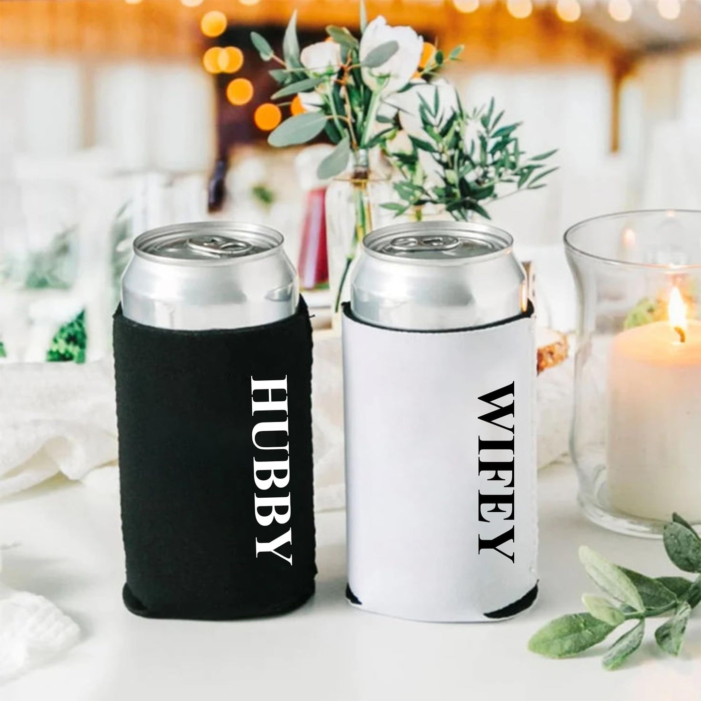 GroomBrideGifts Honeymoon Essentials Gifts - Hubby and Wifye Novelty Can Cooler|Wedding Engagement Gifts for Couples