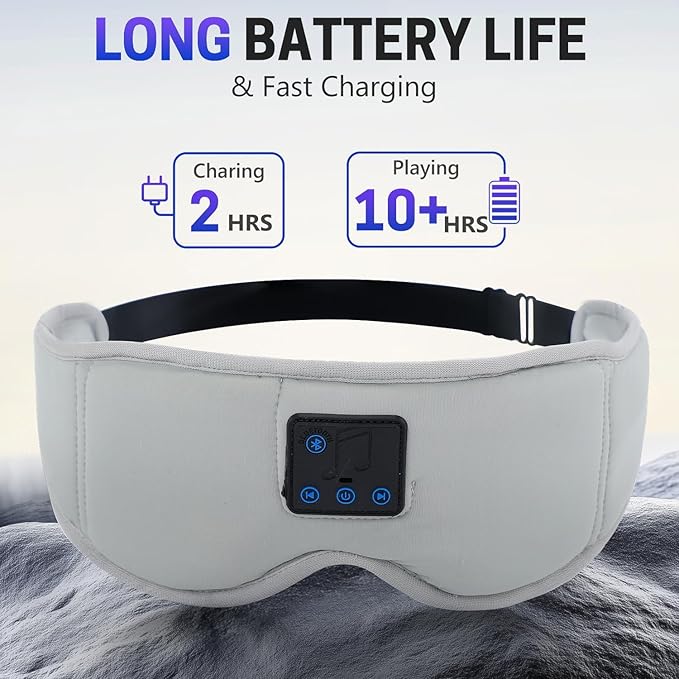 Aurya Sleep Mask with Bluetooth Headphones, 3D Eye Mask for Sleeping, 5.4 Wireless Sleeping Headphones with Ultra-Thin HD Stereo Speaker for Side Sleeper, Office Nap, Air Travel, Meditation