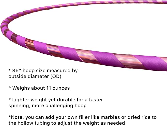 36" Purple Hula Hoop for Fitness, Dance and Fun | Lighter Weight at 11 oz | Made in The USA