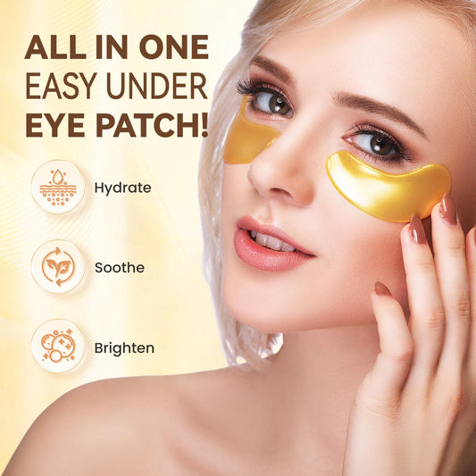 UWH 30P Under Eye Patches for Dark Circles and Puffy Eyes | Infused Gel Under 24K Gold Eye Masks for Skin Care of Puffiness & Eye Bags Treatment for Women Ideal for Beauty Care (30 Pairs, 24K Gold)