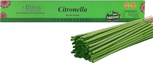Bless-Citronella 100%-Natural-Handmade-Hand-Dipped-Incense-Sticks Organic-Chemicals-Charcoal-Free Purification-Relaxation-Positivity-Yoga-Meditation Best-Woods-Scent (25 Sticks (1.4 OZ))