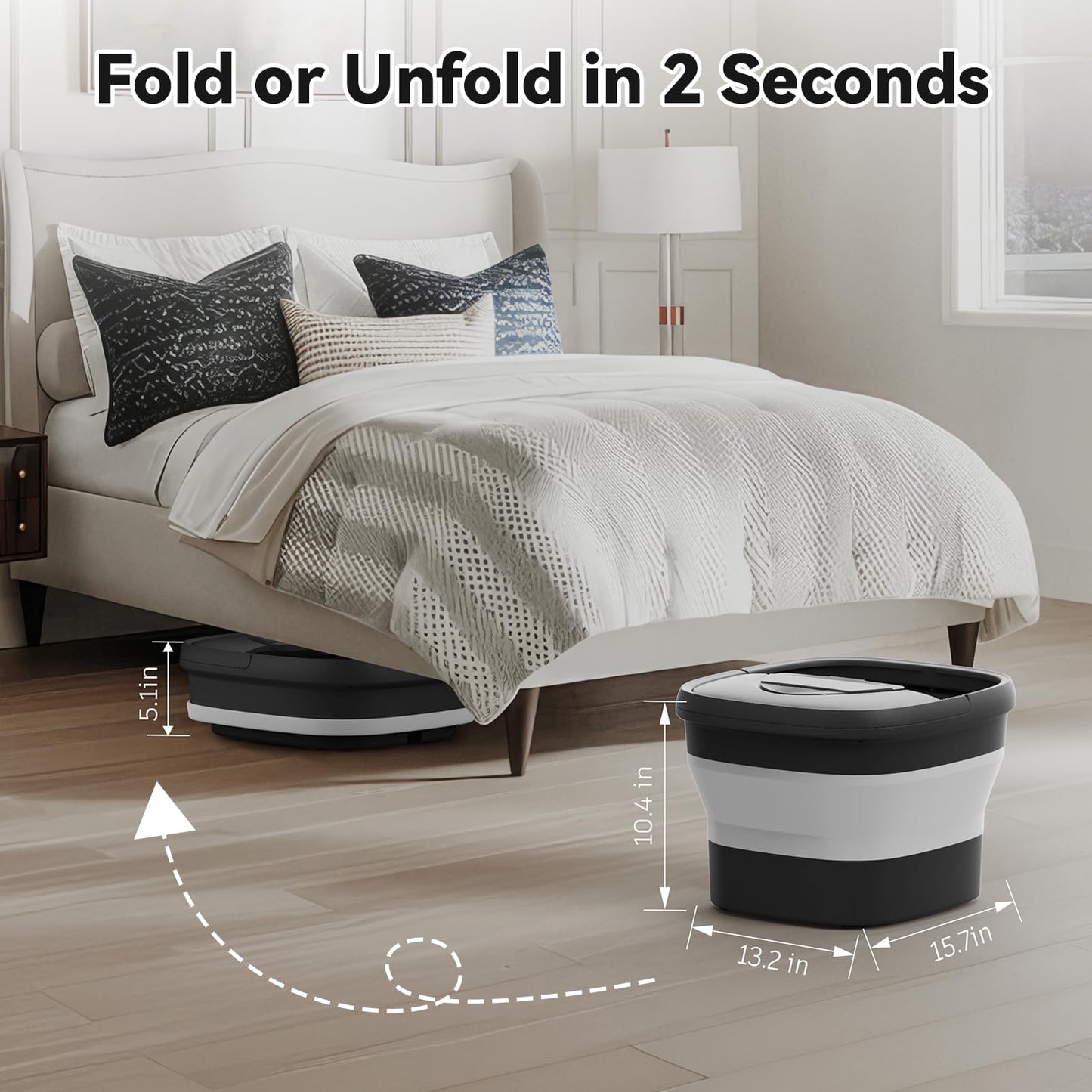 Collapsible Foot Spa with Heat and Remote, Heated Foot Bath Massager with Timer, and 24 Motorized Shiatsu Massage Balls, Foot Soaking Tub Supports Hot/Cold Water Soaking