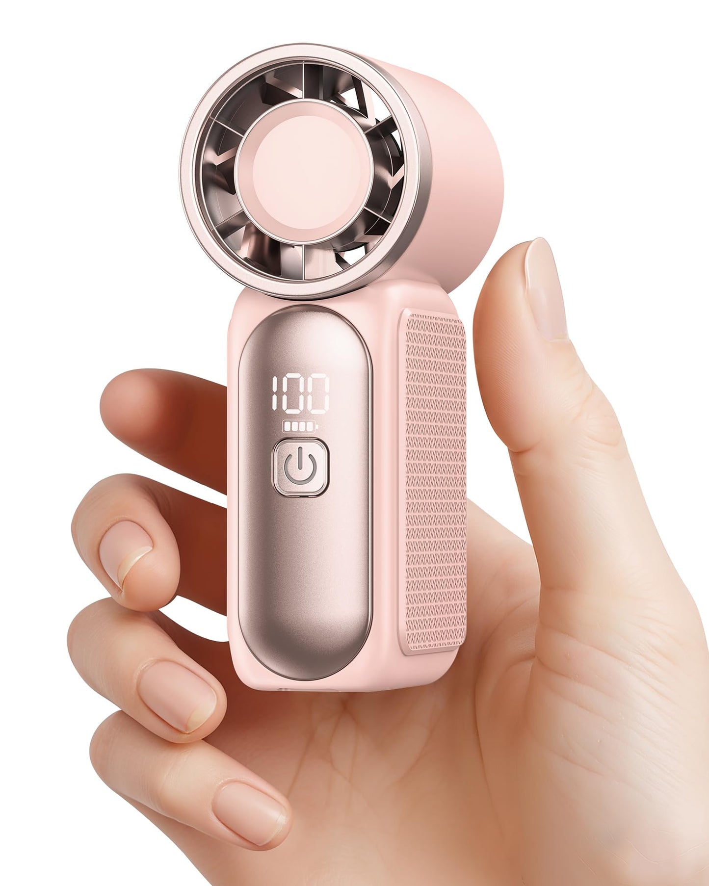 Gaiatop Portable Handheld Mini Fan, 6 Speeds 16900 RPM High Velocity Personal Fan with LED Display, USB Rechargeable, Mini Fan with Lanyard for Makeup, Travel, Outdoor, Gift for Women Girl, Pink