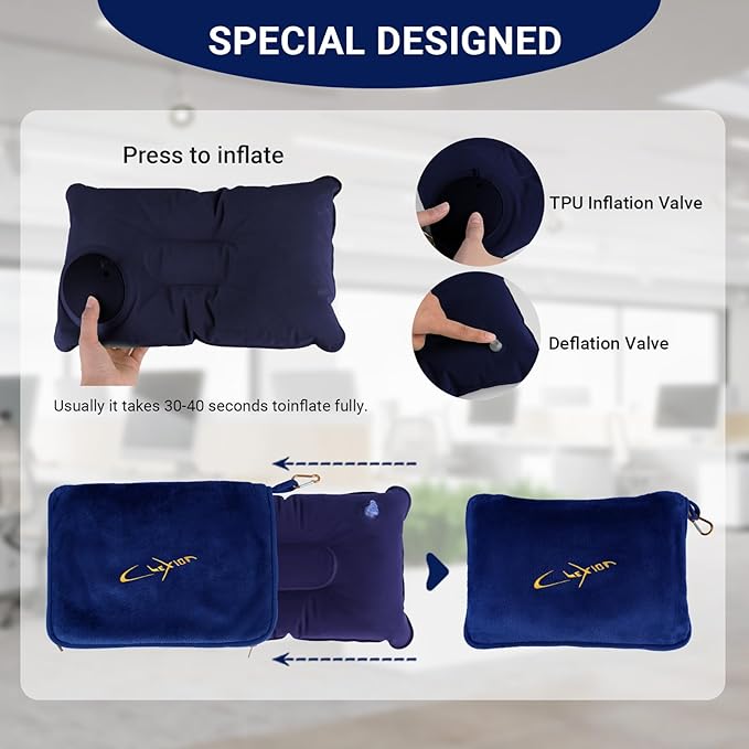 Travel Blanket & Pillow Set, 300 GSM Soft Fleece, 60x43 Inches, 3-in-1 Airplane Blanket, Travel Pillow and Blanket Set, Travel Blanket Airplane Compact with Bag, Travel Essentials, Navy