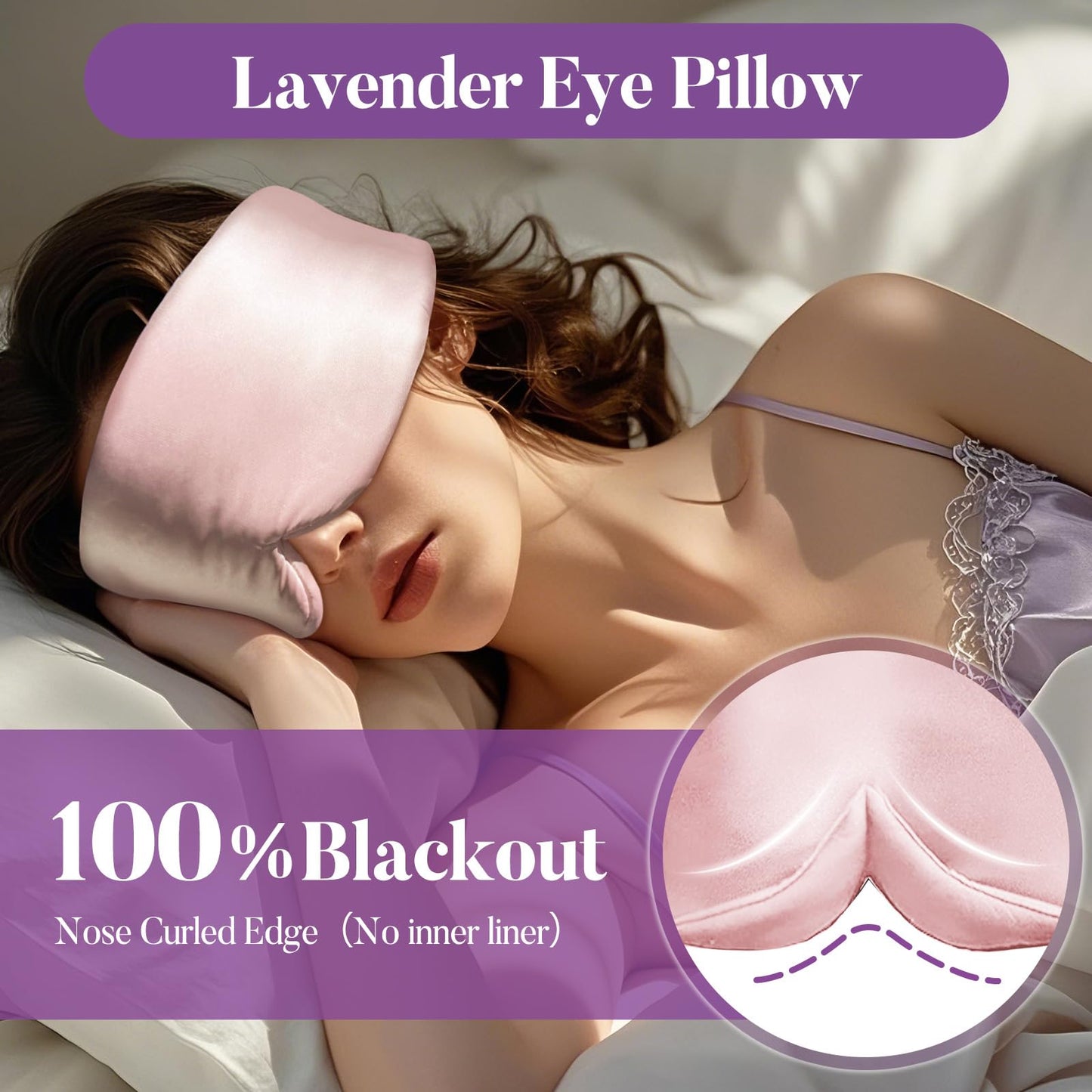 Okaydot Purple Lavender Eye Mask, Weighted Sleep Mask for Dry Eyes, Microwave Heated Therapy, Adjustable Satin Eye Pillow