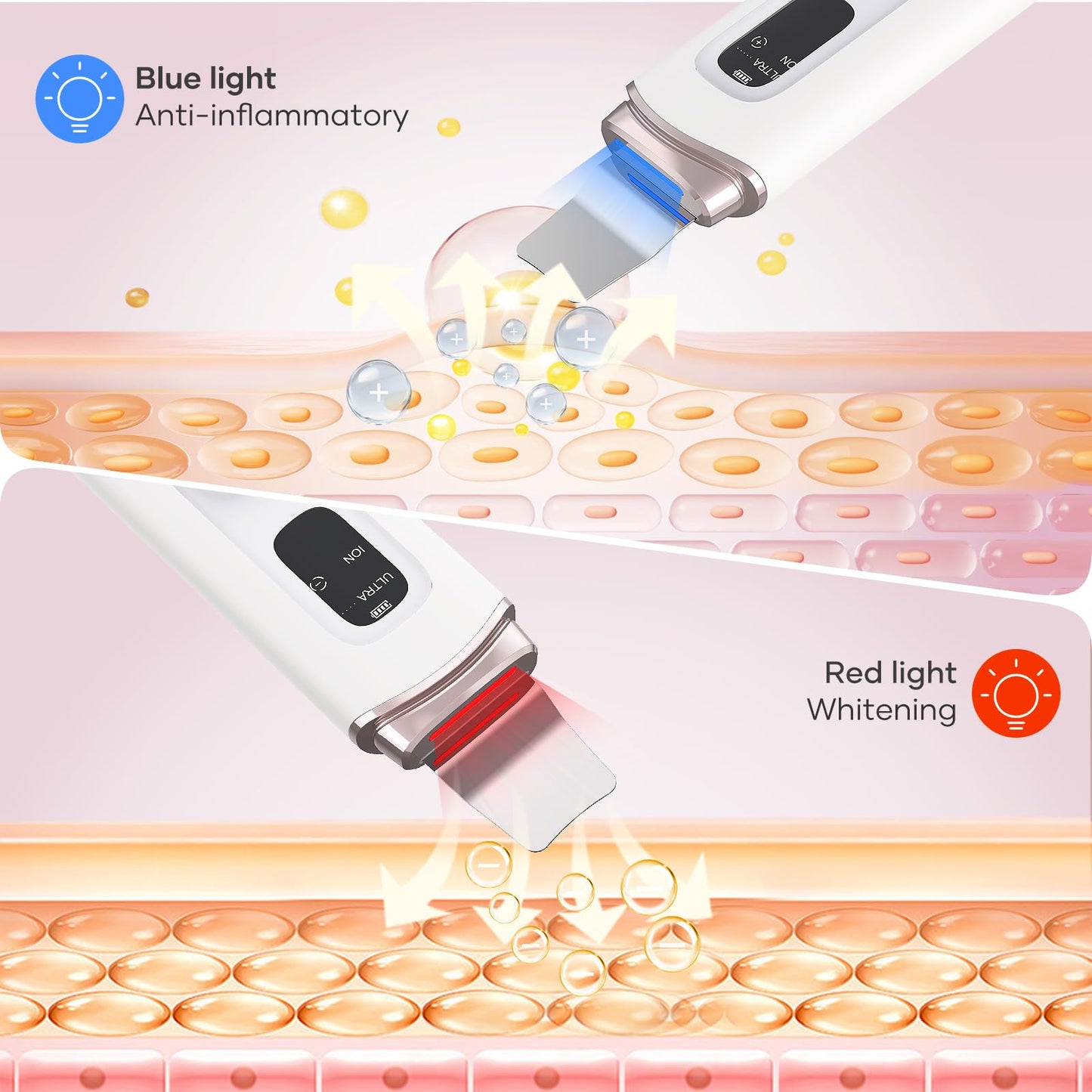 4 in1 Facial Skincare Scrubber,Skin Scrubber Face Spatula - Blackhead Remover with 4 Modes, Pore Extractor Face Spatula Deep Cleansing for Facial Skincare LCD Display, IPX7 Waterproof-Purple-White