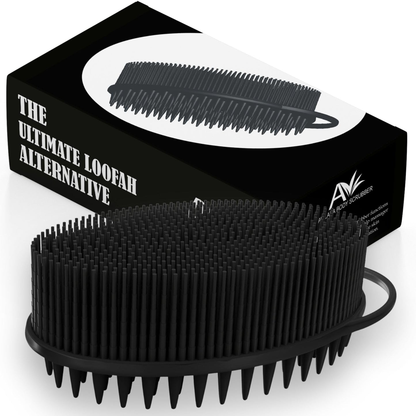 Avilana Silicone Body Scrubber – Gentle Shower Brush & Loofah Alternative- Food Grade & Lab Tested – Fast-Drying, Hygienic, BPA-Free Silicone Body Gentle Exfoliator (Black, Scalp)