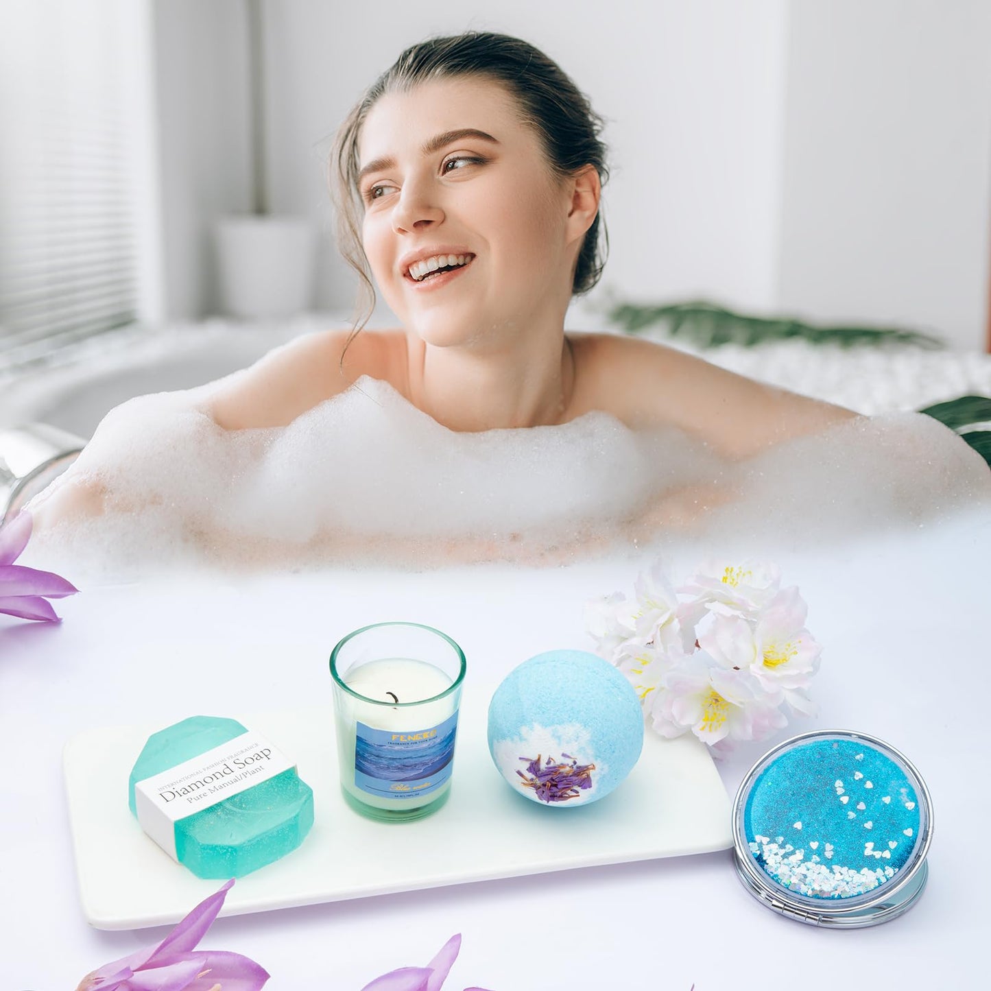 Birthday Gifts for Women,Blue Gift Basket for Women Friendship Gift Set Unique Gift Ideas Box for Best Friend Mom Sister Girlfriend Birthday Presents