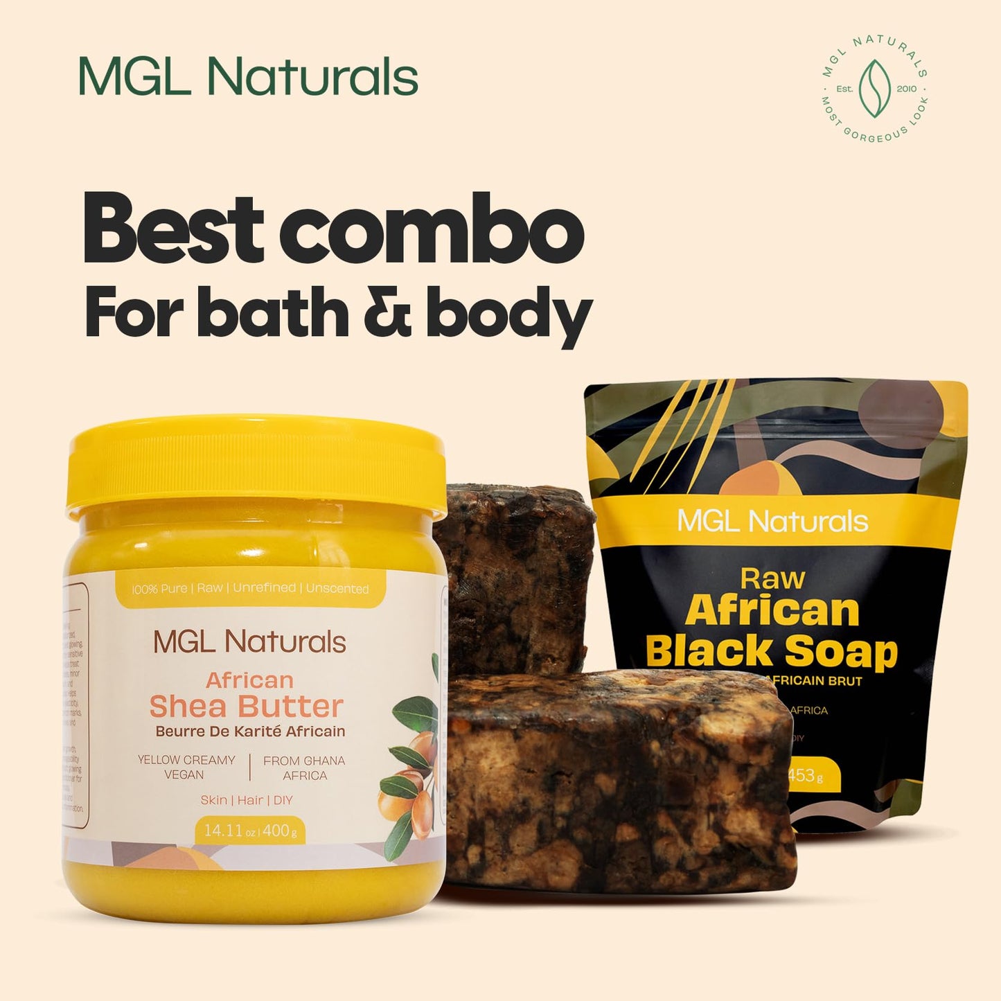 MGL Naturals Raw African Black Soap, 1 lb.