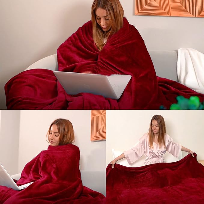JIAHANNHA Red Throw Blanket Fleece Blanket Throw Size(50 by 70 Inches),Super Soft Cozy Plush Blanket for Couch Sofa Bed,Lightweight Warm Bed Blankets for Adults,All Season