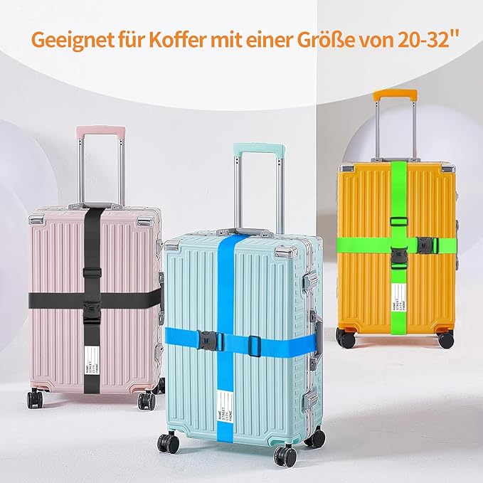 BILIONE Luggage Straps 88 inch Adjustable Suitcase Belt, Lockable Against Accidental Opening, Easy to Identify Travel Accessories, Add a Bag Connector (Lucky Purple, 2)