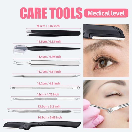 JPNK Blackhead Remover Tool Comedones Extractor Acne Removal kit & Eyebrow Trimmer Kit, 8PCS in One with 5X Magnifying Mirror