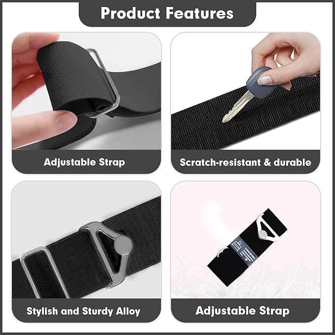 2-in-1 Travel Belt for Luggage Over Handle, Luggage Belt for Carry on Bag, Suitcase Straps, Add a Bag Bungees Luggage Straps Adjustable with Alloy Buckle,Hands-Free for Airport (Black, 2 Pack)