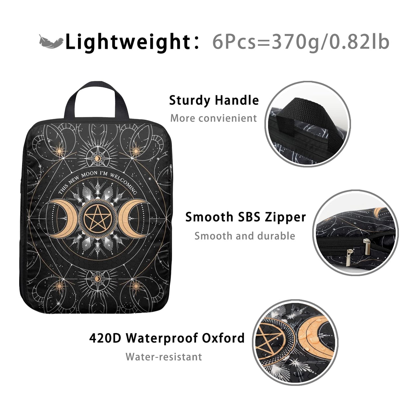 Hitanfe 6 Pcs Compression Packing Cubes for Travel Suitcases, Luggage Organizer Nylon Washable Storage Bags Set - Packaging Cubes for Backpack Travel Perfect for Women Clothes Carry-Ons and Storage