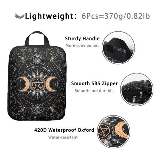 Hitanfe 6 Pcs Compression Packing Cubes for Travel Suitcases, Luggage Organizer Nylon Washable Storage Bags Set - Packaging Cubes for Backpack Travel Perfect for Women Clothes Carry-Ons and Storage