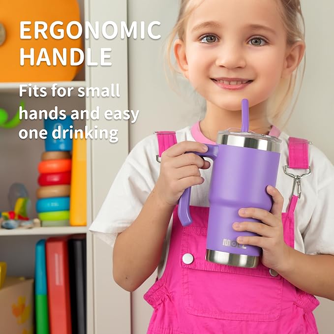 16 oz Tumbler with Handle Reusable Stainless Steel Vacuum Insulated Tumbler Cups with Lid and Straw Travel Mug for Women(Navy)