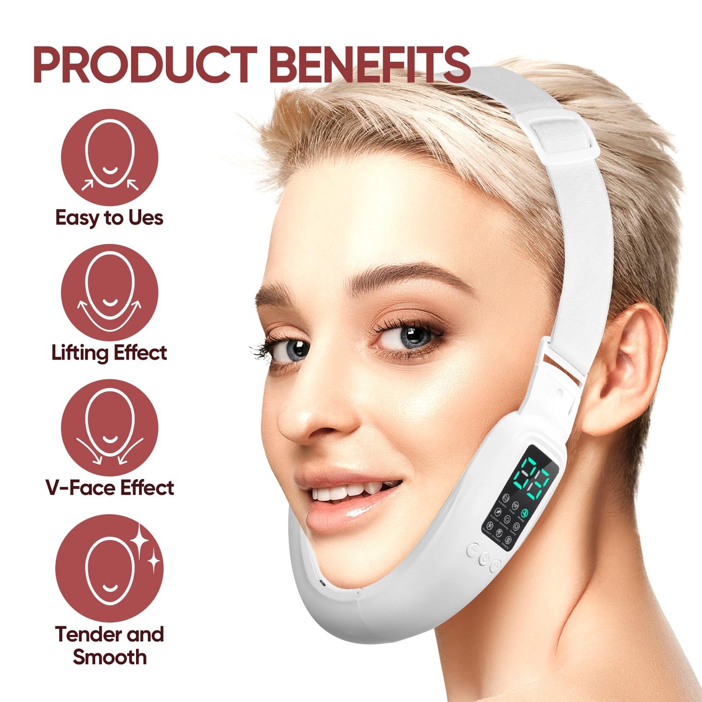 Ceymodir Intelligent Electric Double Chin and V-Shaped Face Machine with 8 Modes & 15 Adjustable Intensities - Women's V-Face Device