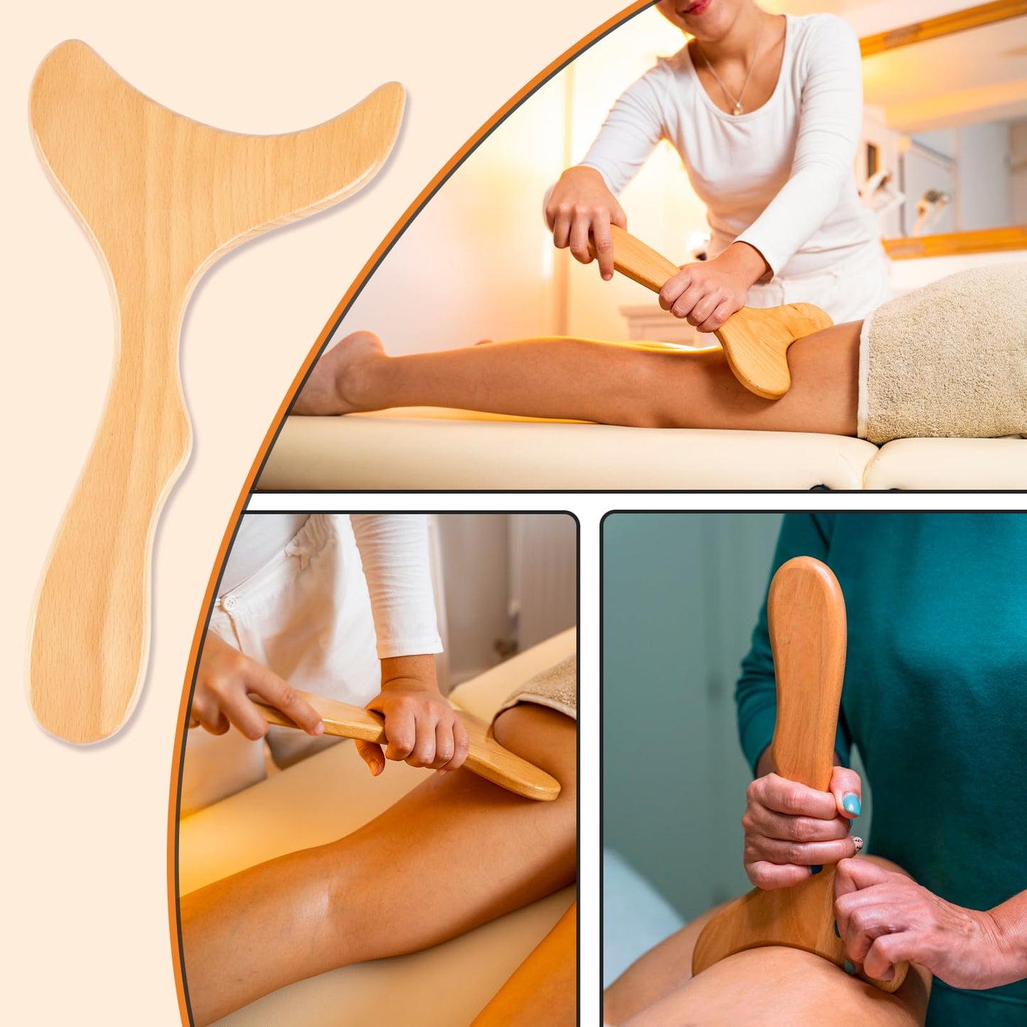 KintKita Wood Therapy Massage Tools 3 in 1,Wooden Lymphatic Drainage Massager Maderoterapia Kit Professional Body Cellulite Massager for Body Sculpting,Contouring,Relief Muscle,Anti-Cellulite