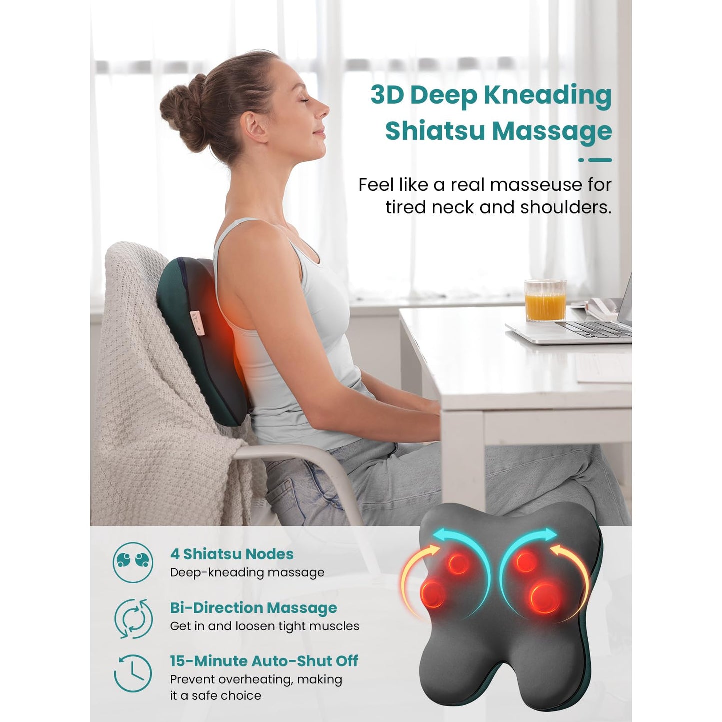 BOB AND BRAD Back Massager with Heat FSA Eligible/HSA Eligible, EZBack Corded Neck Massager for Pain Relief Deep Tissue, Shiatsu Back and Neck Massage Pillow, Full Body Use, Ideal Gifts for Women Men