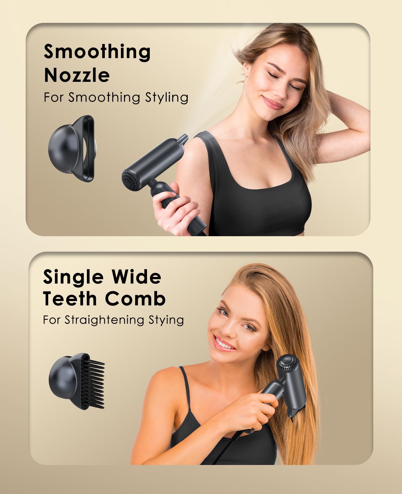 osou Travel Hair Dryer, Dual Voltage with Auto-Sensing, 1B Plasma Particles, 200times/s Temp Control, Portable Blow Dryer with Single-Sided Comb, Gray