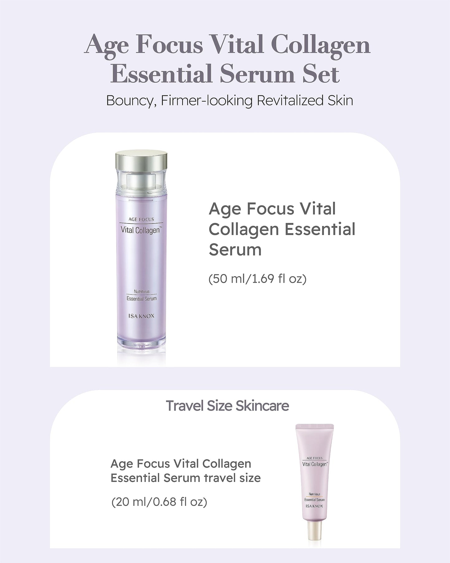 ISA KNOX AGE FOCUS VITAL COLLAGEN Essential Serum (2.4fl oz) - Korean Skin Care, Ampoule by LG Beauty. Hydrolyzed Collagen, Vitamins C, B12 & E