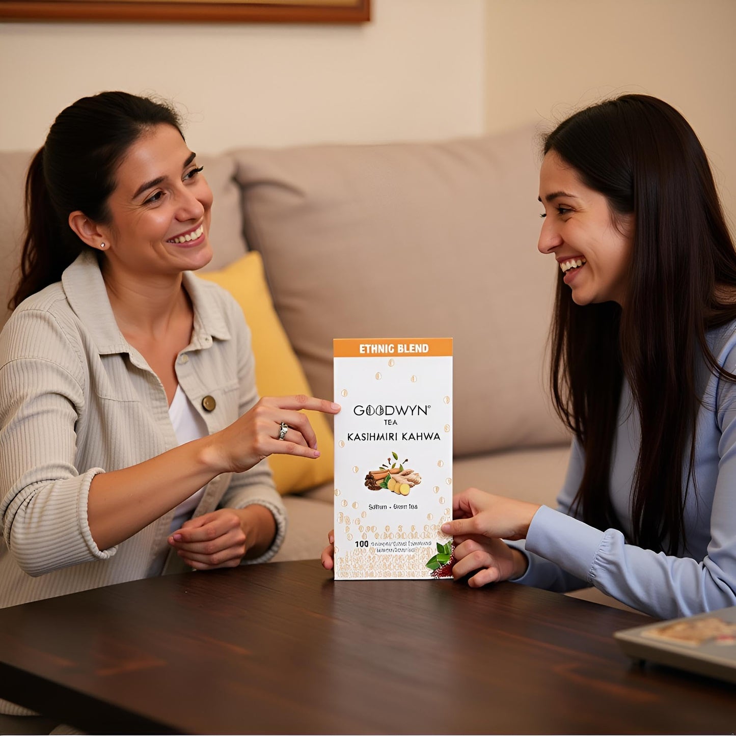 Goodwyn Kashmiri Kahwa Green Tea – 100 Individually Wrapped Tea Bags | Desi Kahwa, Kashmiri Chai, Saffron ,Cardamom Tea & Ginger Tea Blend with Natural Indian Spices | Low Caffeine, Sugar Free Herbal Qahwa | Plastic Free & Travel Friendly | Authentic Indi