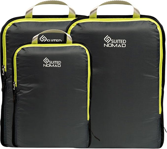 6 Set/3 Set Ultralight Compression Packing Cubes, Suitcase and Backpack Travel Organizer Bags (Shadow Gray, 3Piece)