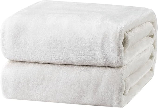 Bedsure GentleSoft Fleece Blanket Twin Size White - 300GSM Lightweight Plush Fuzzy Cozy Soft Warm Blanket for Bed, Sofa, Couch, Travel, Camping, 60x80 inches