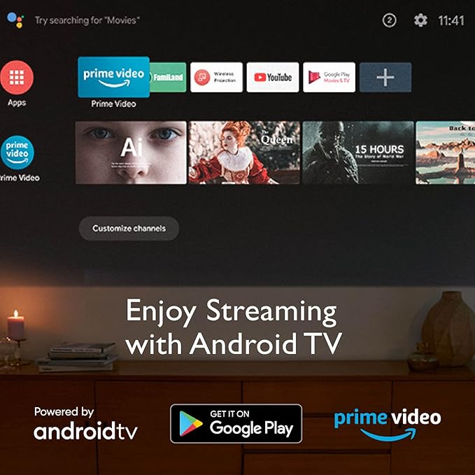 BenQ GV30 Portable Projectors with Android TV, Freestyle Ceiling Projection, Instant Auto Image Correction, WiFi & Bluetooth, Chrome & Airplay, 4W*2 Speaker+8W Bass