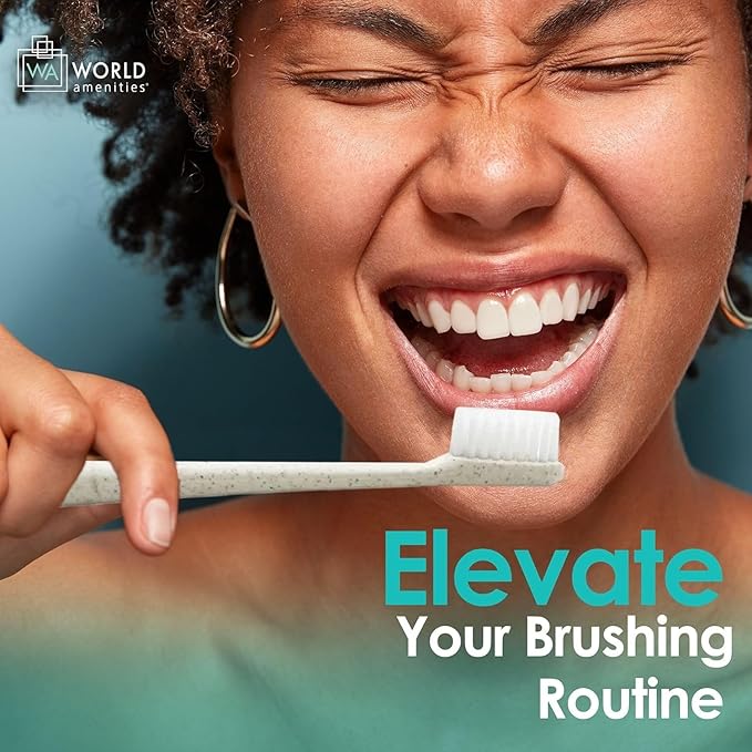 Kraft Paper Dental Kit - Wheat Straw Toothbrush and Toothpaste Dental Care Kit (100)