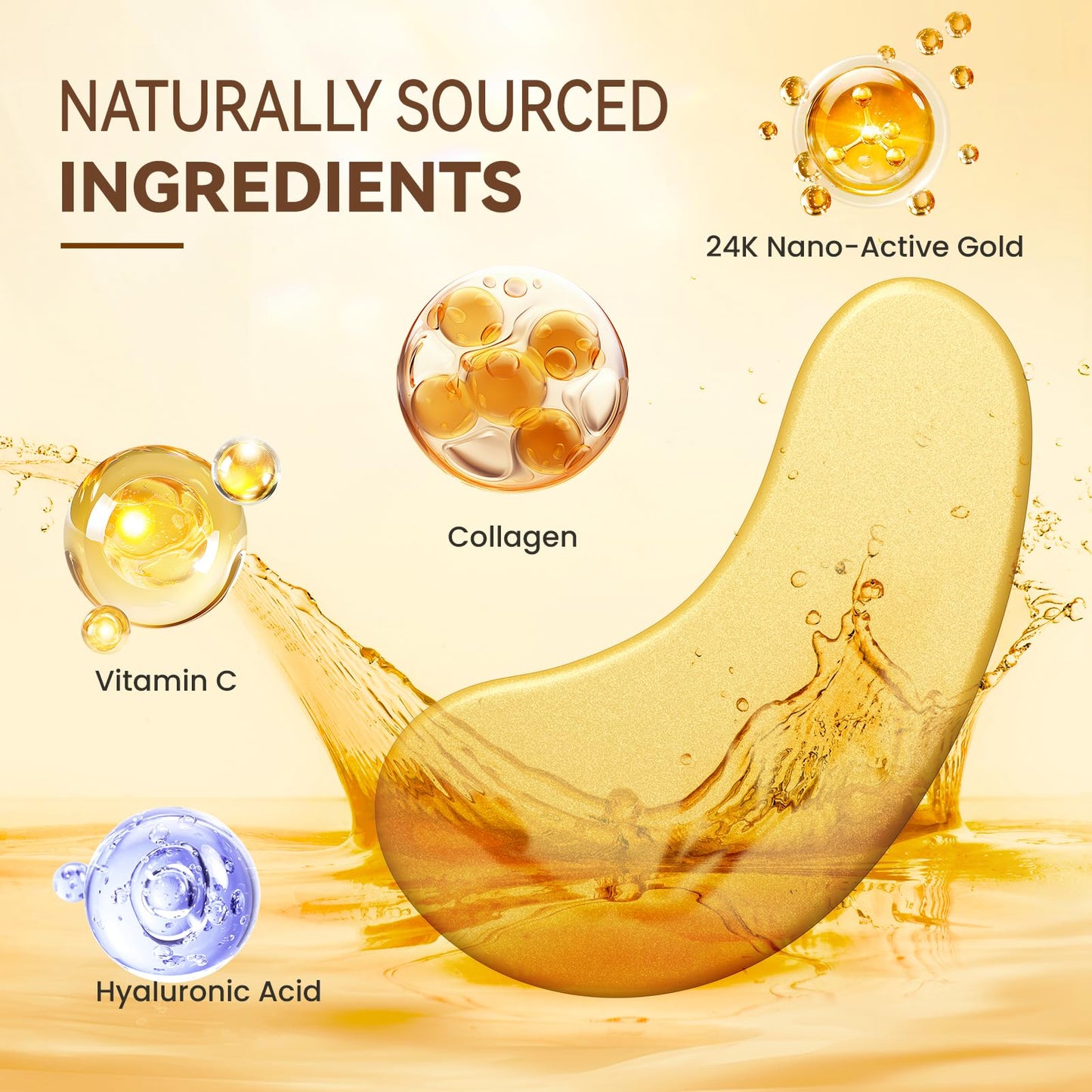 UWH 30P Under Eye Patches for Dark Circles and Puffy Eyes | Infused Gel Under 24K Gold Eye Masks for Skin Care of Puffiness & Eye Bags Treatment for Women Ideal for Beauty Care (30 Pairs, 24K Gold)