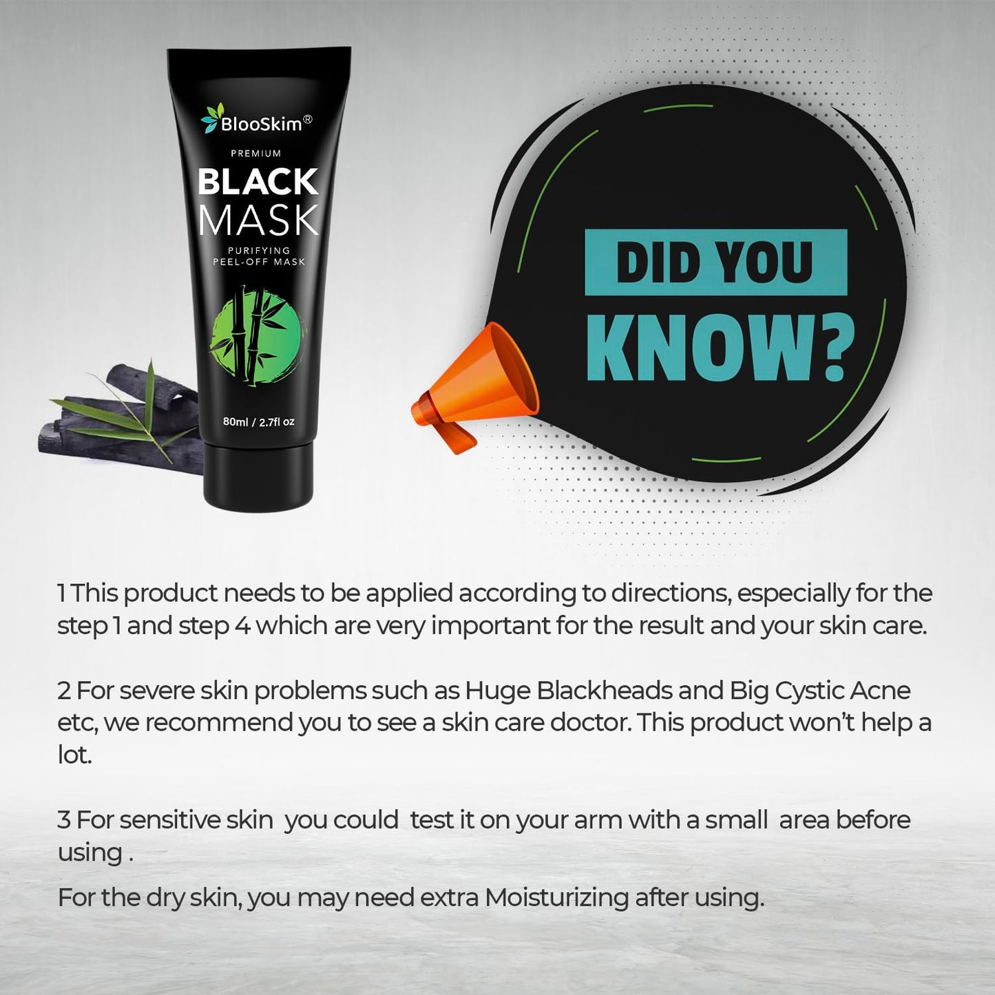 Blackhead Remover Mask, Charcoal Peel Off Face Mask, Blackhead Remover, Pore Cleaner for Men & Women, 2.7 fl oz